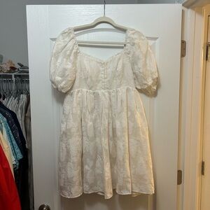 Altar'd State Cream Floral Puff Sleeve Dress